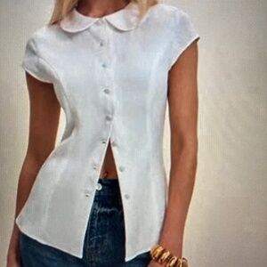 Reformation molly linen shirt white